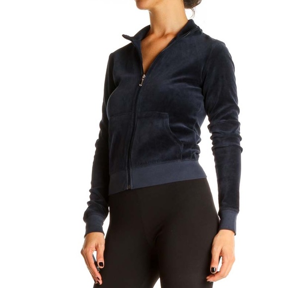 Juicy Couture Navy Blue Velour Tracksuit Jacket | Zip Up Y2K - Picture 4 of 10